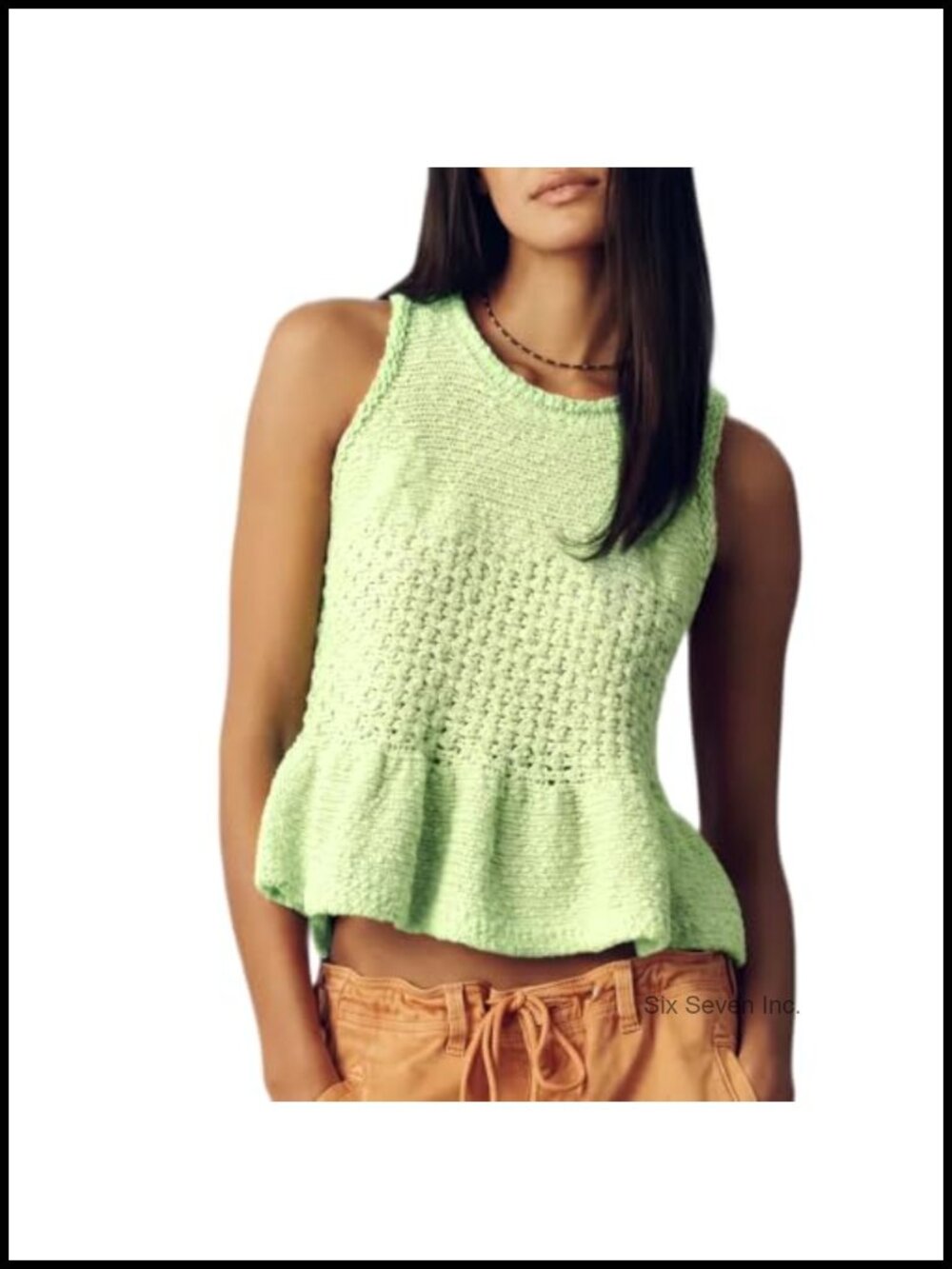 Ribbed Knit Peplum Tank Top Cropped Babydoll Sleeveless Sweater Vest